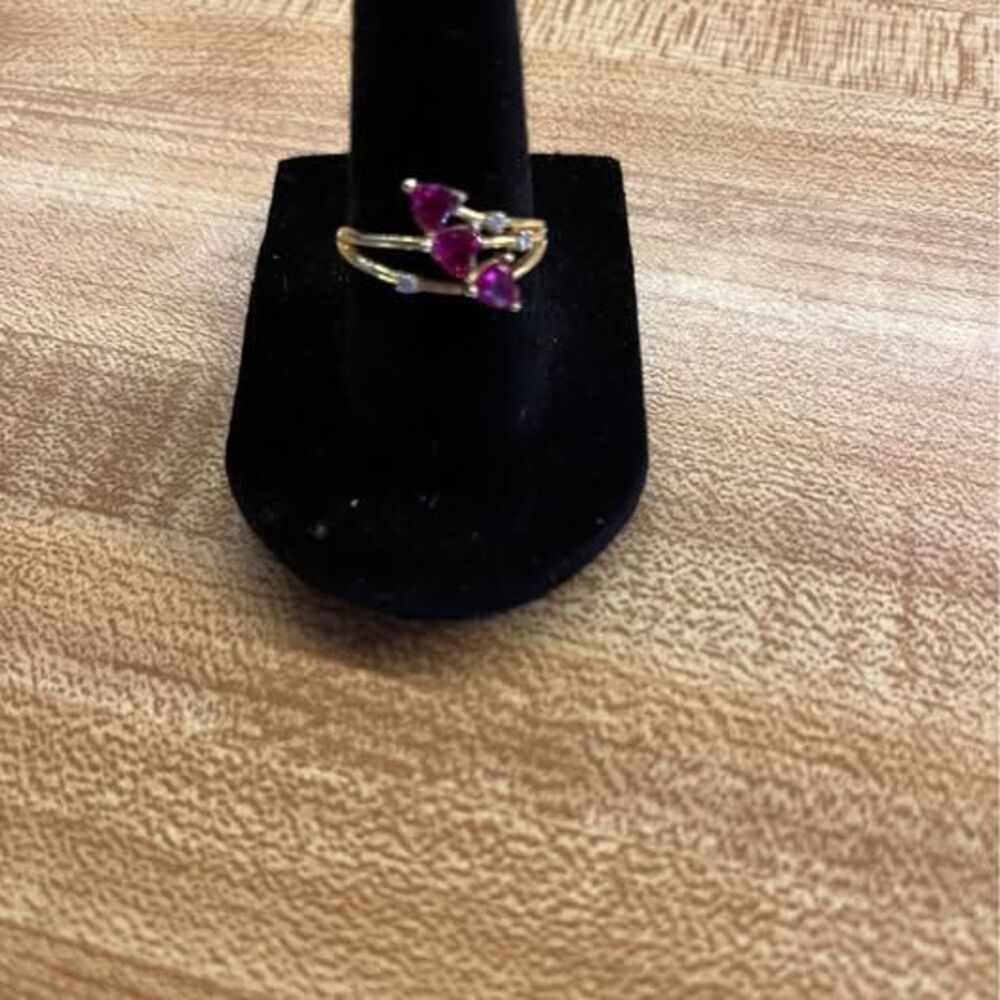 Three heart women’s ring gold over sterling silver